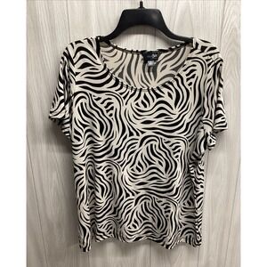 EAST 5TH Women's (Size XL) Zebra Print Short Sleeve Round Neck Top